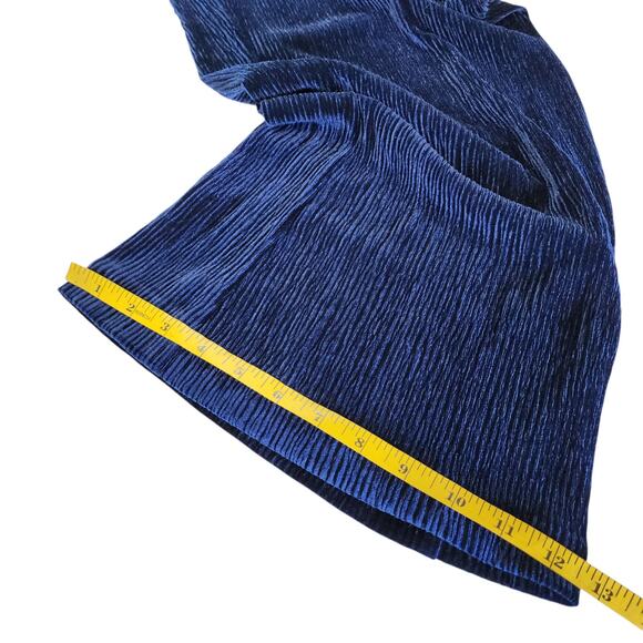 Eloquii Womens Velvet Crinkle Wide Leg Pants Plus Size 18 Blue High Rise Whimsy - Picture 12 of 12